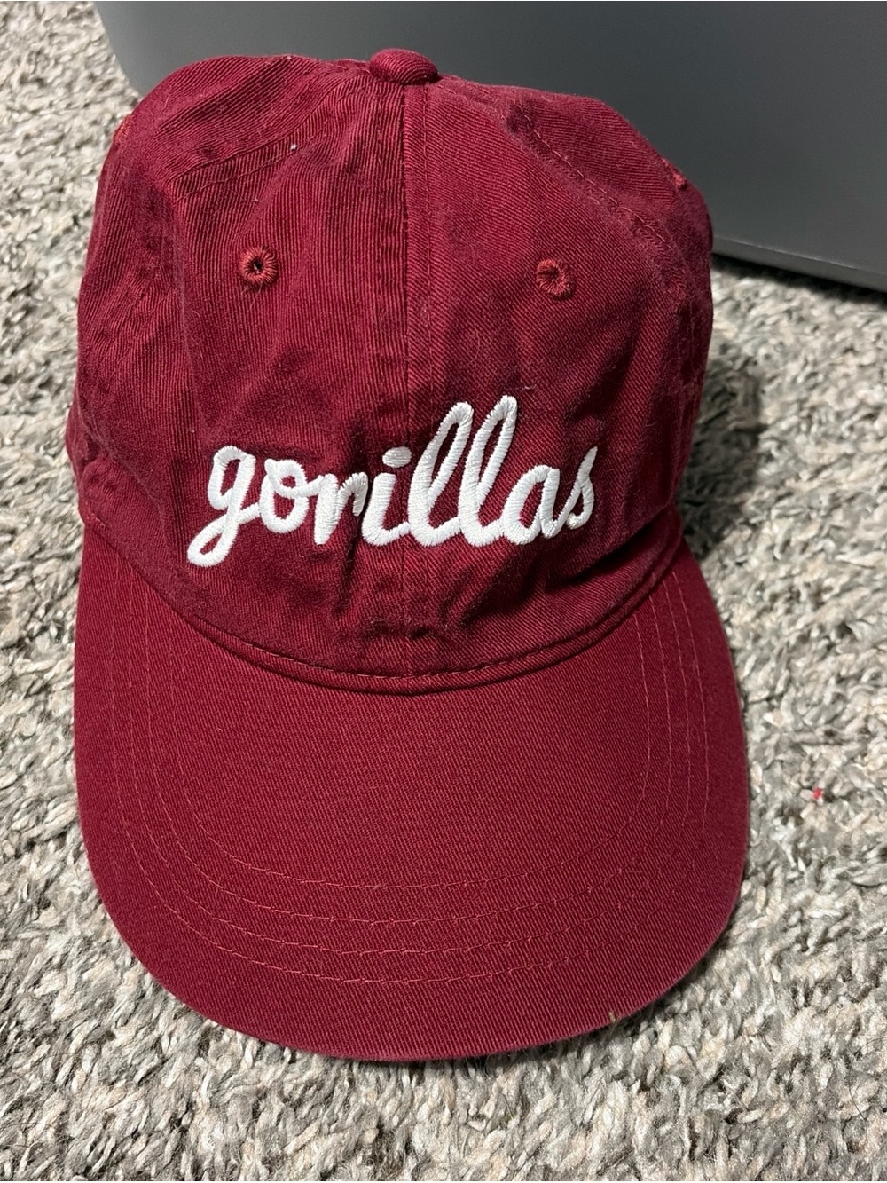 DC Maroon Strapback Hat with Contrasting Black Label